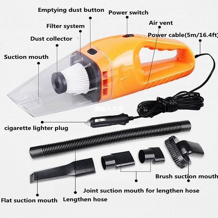 Portable Car Vacuum Cleaner 4.5m Cable 12V 120W Wet Dry DualUse,Car