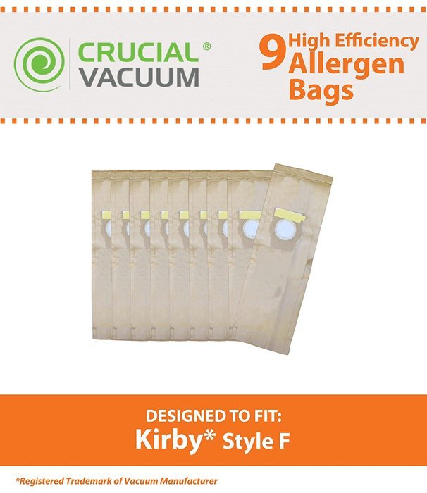 9 Kirby Style F High Efficiency Paper Vacuum Cleaner Bags Fits Kirby