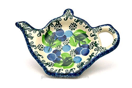 Polish Pottery Tea Bag Holder - Blue Berries