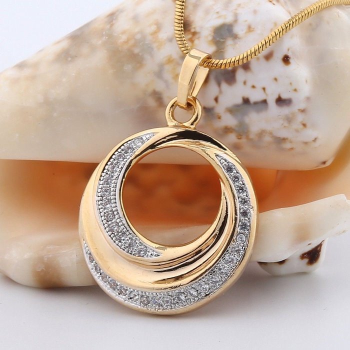 Eternity love 18k Gold filled lady swarovski crystal sparkling pendant necklace N3