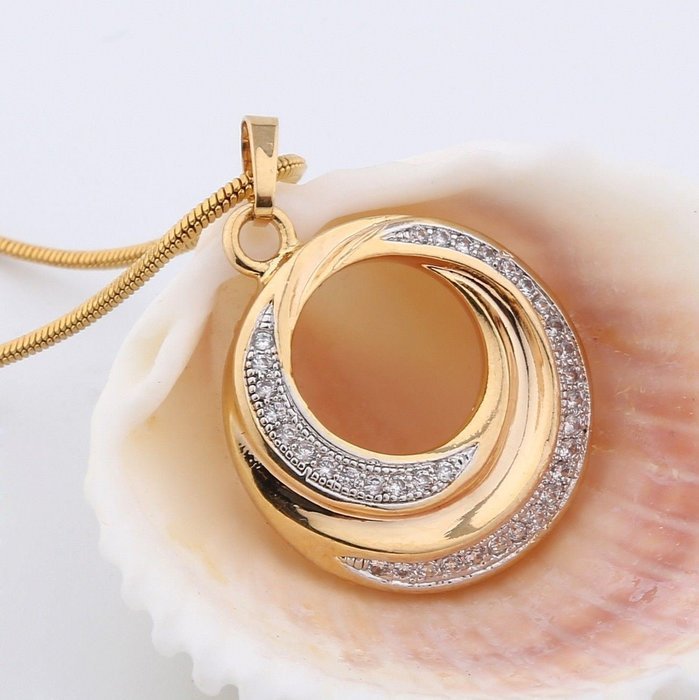 Eternity love 18k Gold filled lady swarovski crystal sparkling pendant necklace N4