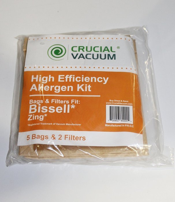 Crucial Vacuum 10 Bissell Zing Canister 7100 & 7100L Bags & 4 Filters, Part # 3210,