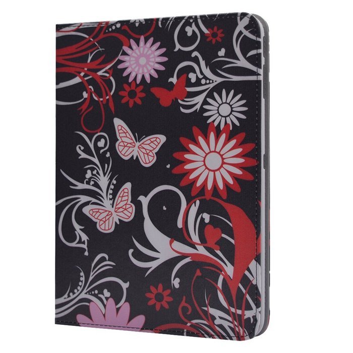Seedan Folio Stand Case for Samsung Galaxy Tab 4 10.1 (10.1 inch, SM-T530 / T531 / T535) Black Butterfly Flower... N4