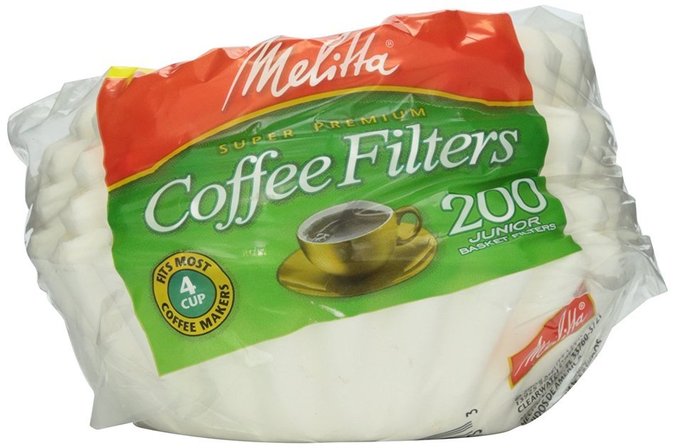 Melitta White Jr. Basket Filter, 4-6 Cup, 200 ct