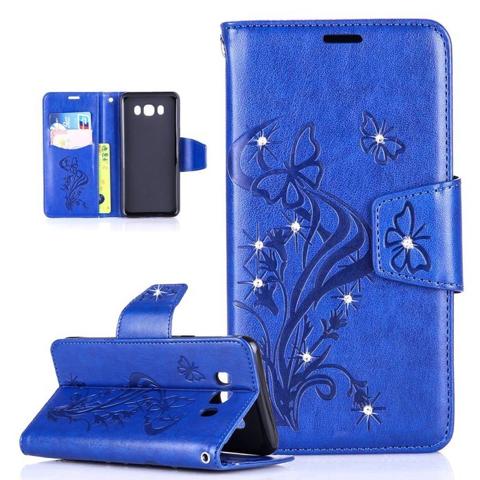 Galaxy J7 2016 Case,Galaxy J7 2016 Cover,ikasus Glitter Diamond Embossing Flowers Lily Butterfly PU Leather Flip... N32