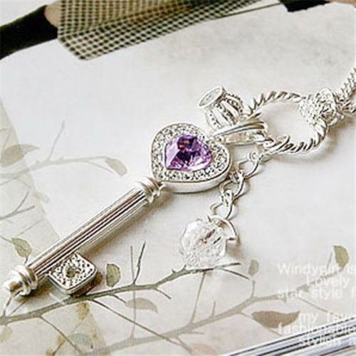 Fashion Women Long Chain Jewelry Bib Silver Gold Plated Crystal Pendant Necklace N3
