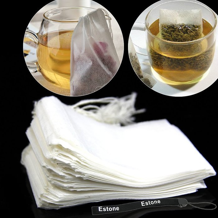 Estone&reg; New 50/100/200Pcs Empty Teabags String Heat Seal Filter Paper Herb Loose Tea Bag (100pcs)