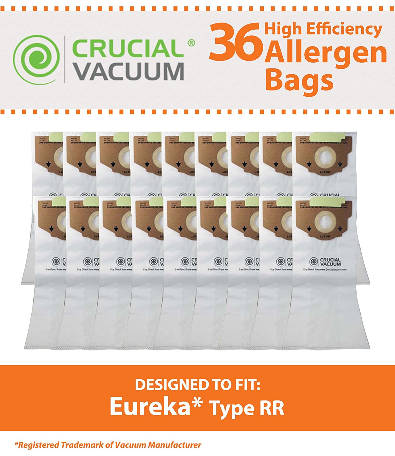 36 Eureka Style RR Vacuum Bags Designed to Fit Eureka 4800 Series