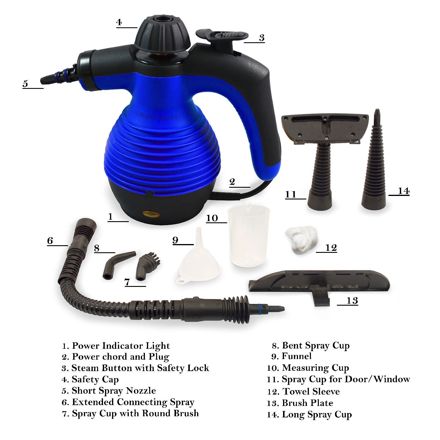 Handheld Multi Purpose Pressurized Steam Cleaner With Safety Lock And Sanitizing System With