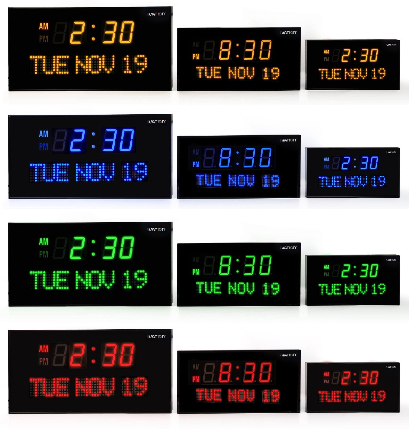 Ivation jid0222grn big oversized digital greenled calendar clock with
