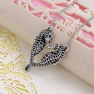 Lovely Women Lady Double Seahorse Crystal Sweater Chain Pendant Necklace Jewelry N4