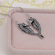 Lovely Women Lady Double Seahorse Crystal Sweater Chain Pendant Necklace Jewelry N5