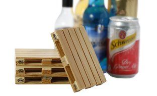 Miniature Craft Wood Pallet Coasters Set of 4 Unique Design for All Kinds of Beer Bottle Wine Glasses Drink Cans...