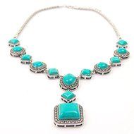 Hot Women Fashion Bib Long Chain Pendant Turquoise Vintage Statement Necklace