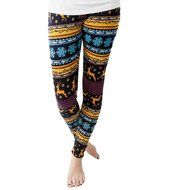 PHOTNO Women Skinny Christmas Elk Print Stretchy Pants Slim Leggings N3