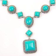 Hot Women Fashion Bib Long Chain Pendant Turquoise Vintage Statement Necklace N2