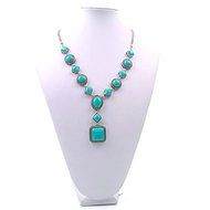 Hot Women Fashion Bib Long Chain Pendant Turquoise Vintage Statement Necklace N3