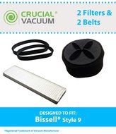 Bissell Style 9 Kit: 2 Filters &amp; 2 Belts, Part # 203-1183, 32076 &amp; 32074, Designed &amp; Engineered by Crucial Vacuum