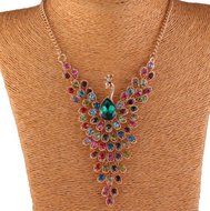 Charm Women Peacock Rhinestone Pendant Chain Choker Collar Bib Necklace Jewelry