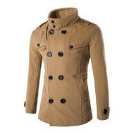 Men&#039;s Blouse,Laimeng Cotton Blend Autumn Winter Double Row Button Collar Woolen Coat Sweater Top Blouse (XXL,... N2