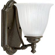 Progress Lighting P3016-77 1-Light Wall Bracket with Etched Glass, Forged Bronze by Progress Lighting