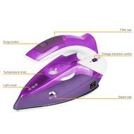 ZZ TI962-P Dual Voltage Travel Steam Iron with Stainless Steel Soleplate 1000 Watt, Purple N6