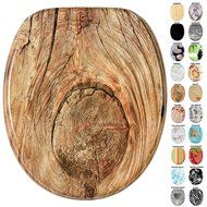 Soft Close Toilet Seat | Many Different Designs | Stable Hinges | Easy to mount surface (Rustic) by Sanilo