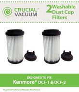 2 Kenmore DCF-1 DCF-2 Washable &amp; Reusable Long-Life Vacuum Tower Filters; Incudes End-Cap; Replaces Kenmore DCF1... N3
