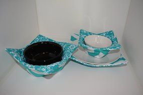 Microwave Bowl Cozies // Reversible // Set of 3 // 1 Small Bowl Cozy // 1 Medium Bowl Cozy // 1 Dinner Plate Cozy... N21
