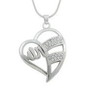 Fashion Mom Love Heart Footprint Crystal Chain Necklace Mother's Day Family Gift N8