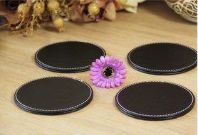 XICHEN&reg; Leather Coasters - Upscale With Coaster Holder Sleek -6 Piece Set With Holder (Chocolate Brown)