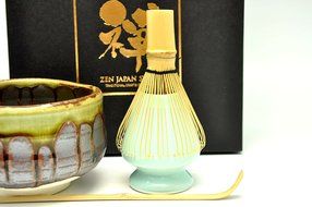 Japanese Mino Yaki ware Matcha Bowl And Tea Ceremony Set Green Tea 11 / 11 / 8cm (4.3 / 4.3 / 3.1inch)[7391]