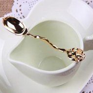 Cy3Lf small iris retro palace gold spoon for ice cream Coffee Scoop or Coffee Scoop(PACK OF 5)