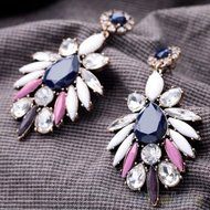 Fashion Design Charm Gem Flossy Crystal Statement Club Ear Studs Dangle Earrings N3