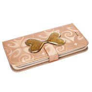 Galaxy S6 Edge Wallet Case, PHEZEN Bling Liquid Glitter Love Heart Floating 3D Hourglass Luxury Pu Leather Magnet... N30