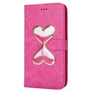 Galaxy S6 Edge Wallet Case, PHEZEN Bling Liquid Glitter Love Heart Floating 3D Hourglass Luxury Pu Leather Magnet... N31