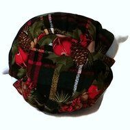 Teapot Cozy Red green plaid with Holly, Bells and Pine boughs for 5-8 cup teapot #344 N4