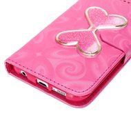 Galaxy S6 Edge Wallet Case, PHEZEN Bling Liquid Glitter Love Heart Floating 3D Hourglass Luxury Pu Leather Magnet... N32