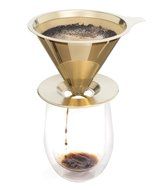Osaka Titanium Coated Pour Over Cone Dripper, Reusable Stainless Steel Coffee Filter with Cup Stand &quot;Himeji-jo&quot; N4