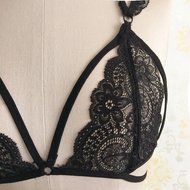 Bra Top ，Beautyvan Comfortable Hollow Translucent Sheer Lace Strap Lingerie Bra (L, Black)