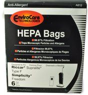 Simplicity Freedom Riccar Supralite Type F Vacuum Cleaner Bags, 6-Piece Pack