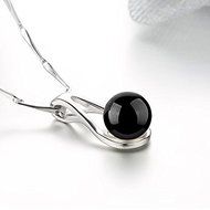 New 925 Silver Black Onyx Pendant Necklace Girls Fashion Jewelry N4