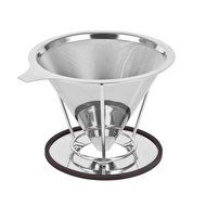 Justmysport Stainless Steel Double Mesh Filter Coffee Dripper Reusable Pour Over Coffee Maker with Handle N3