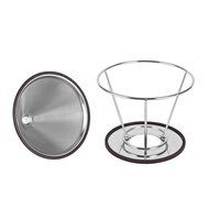 Justmysport Stainless Steel Double Mesh Filter Coffee Dripper Reusable Pour Over Coffee Maker with Handle N5