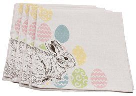 Xia Home Fashions Bunny Eggs Printed Easter Napkins, 20 by 20-Inch, Natural, Set of 4 N2