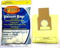 Kenmore 50688 Vacuum Bags Microfiltration with Closure - 10 Pack, Panasonic U-2 Vacuums.