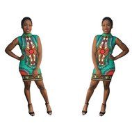 Women Dress,Haoricu Women Sexy Sleeveless Fashion African Print Casual Print Dress N6