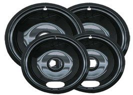 Range Kleen P10124XN Porcelain Universal Drip Pans Set Of 4 Containing 2 Units P101, P102, Black by Range Kleen