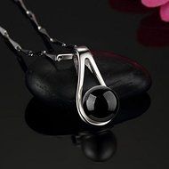 New 925 Silver Black Onyx Pendant Necklace Girls Fashion Jewelry N5