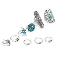 Vintage 9PCS/Set Silver Punk Ring Womens Retro Geometry Finger Rings Boho Style N8